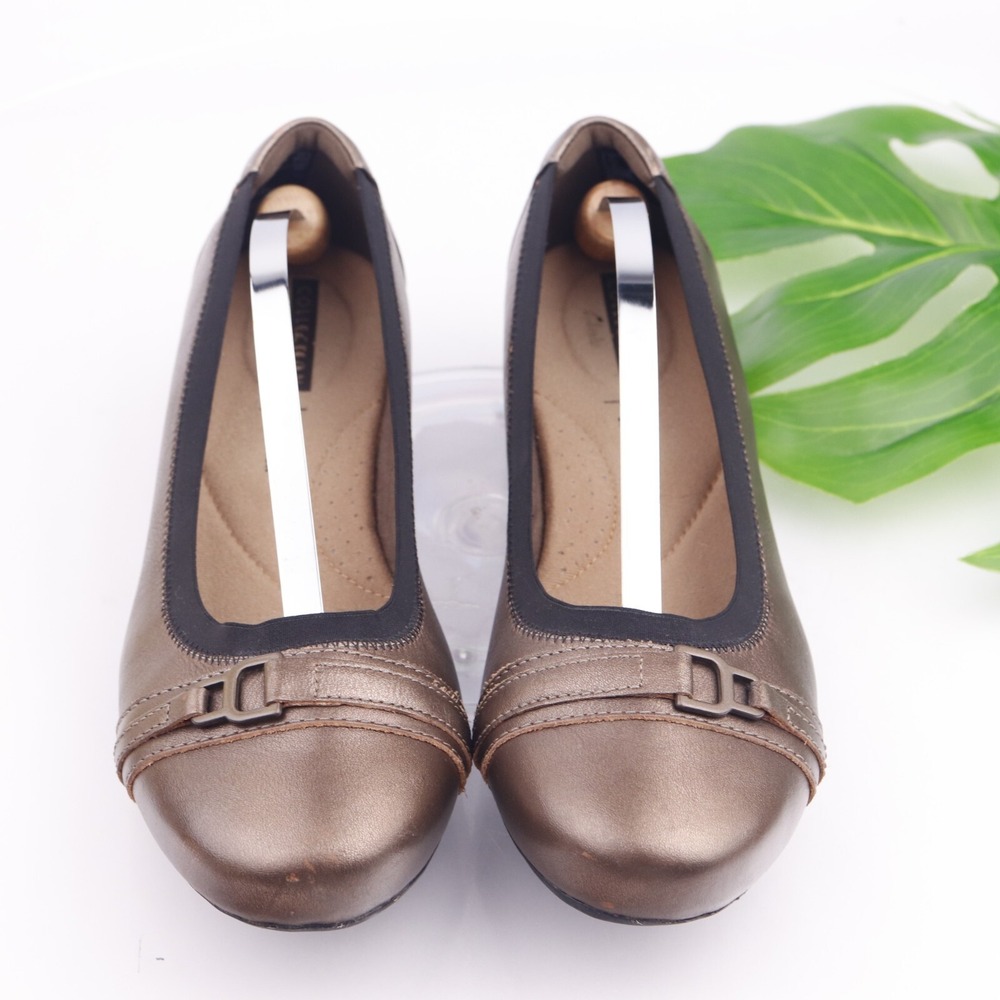 Clarks Shoes Womens Kinzie Light Ballet Flat Size 9 M Bronze Tan Comfort Cap Toe